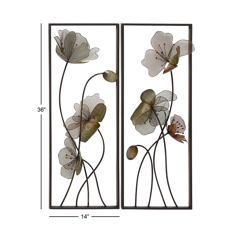 White Flower Black Tin Wall Art Set, 2ct.