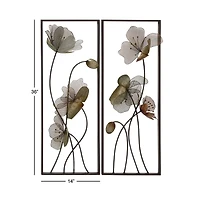 White Flower Black Tin Wall Art Set, 2ct.