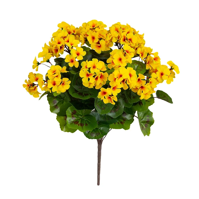 19" UV Resistant Artificial Geranium Bush (Indoor/Outdoor) - Set of 3