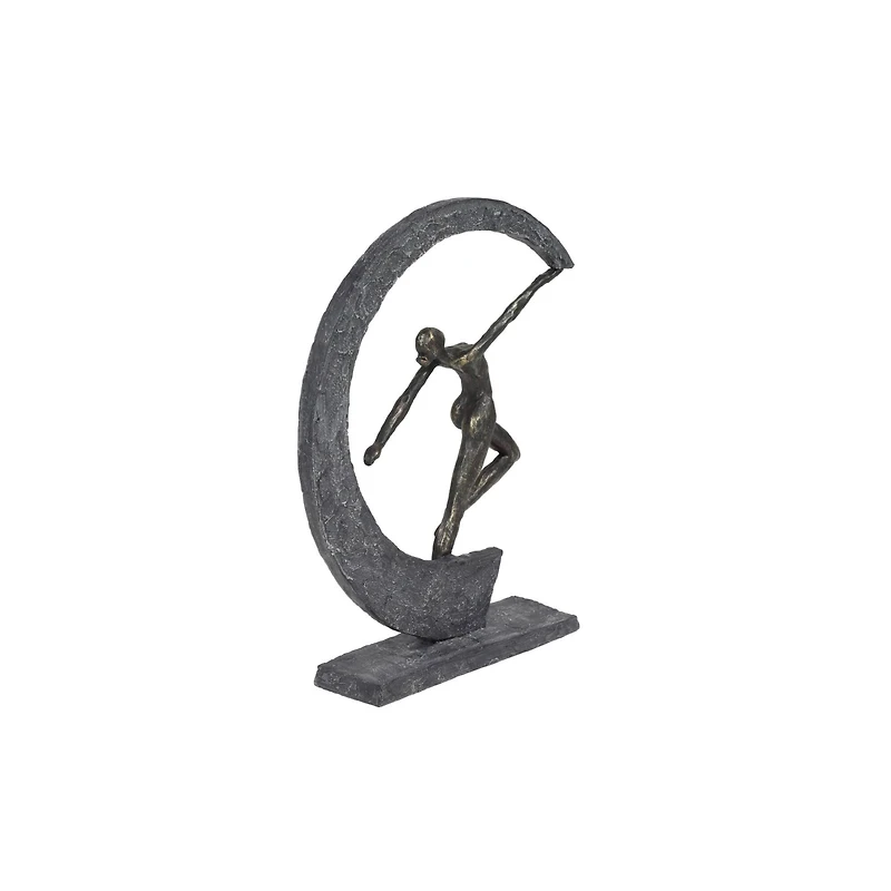 Grey Resin Modern Sculpture, Dancer 15" x 12" x 3"