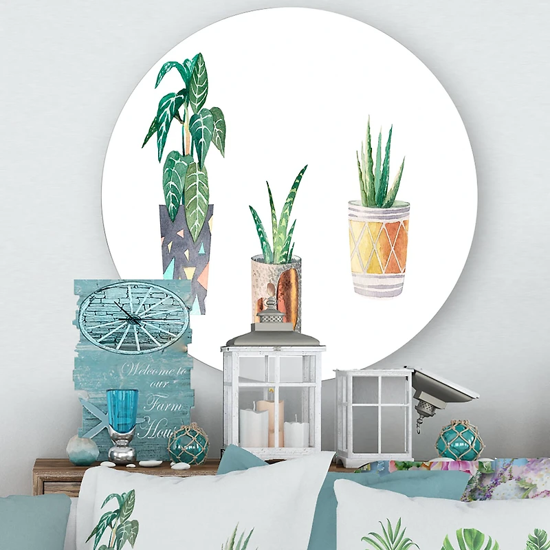 Designart - Three Potted Houseplants