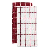 DII® Windowpane Oversized Washed Waffle Dishtowels