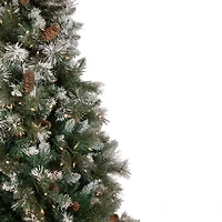 7.5ft. Pre-Lit Flocked Valley Pine Artificial Christmas Tree, Clear Lights