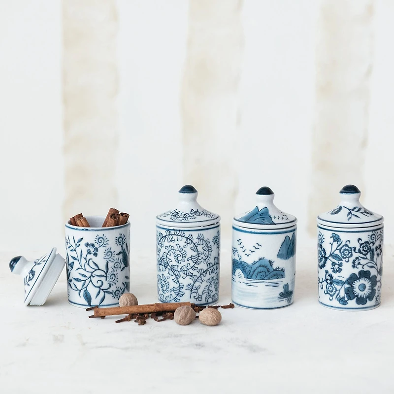 Hello Honey® 4.5" Blue Blossom Enchantment Stoneware Jar Set