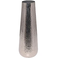 25" Silver Aluminum Tall Hammered Vase