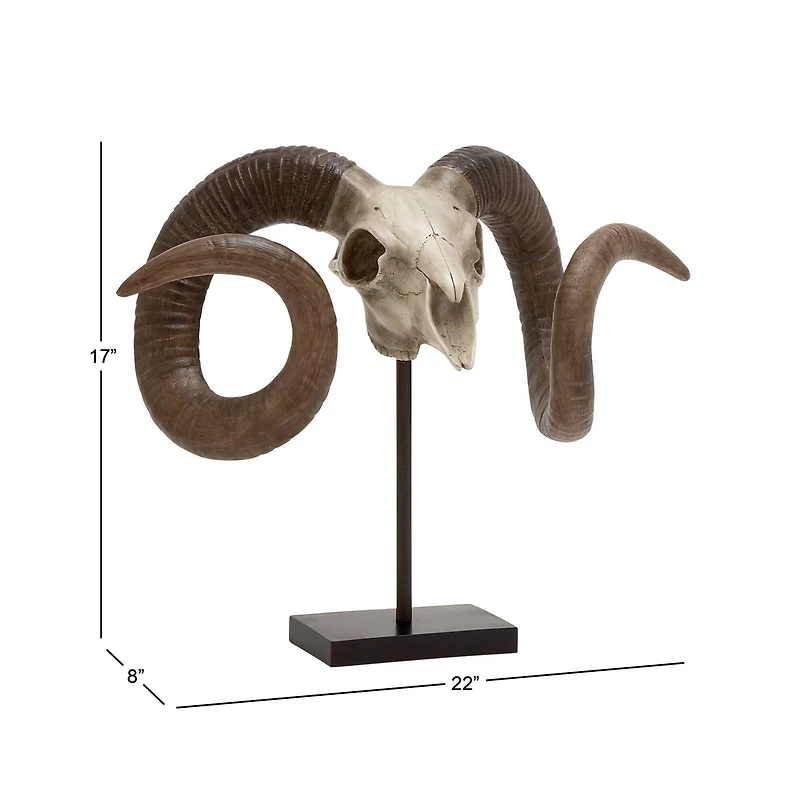 17" Brown Skull Traditional Sculpture