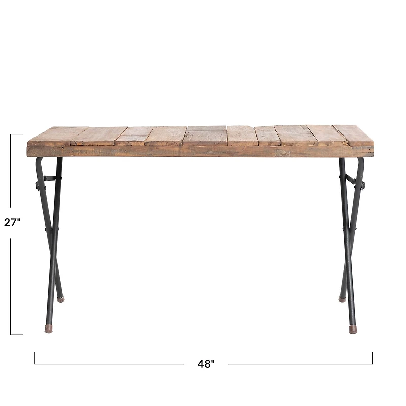 Hello Honey® 48" Rustic Wood & Metal Folding Narrow Entryway Table