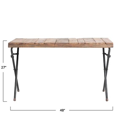 Hello Honey® 48" Rustic Wood & Metal Folding Narrow Entryway Table