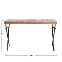 Hello Honey® 48" Rustic Wood & Metal Folding Narrow Entryway Table