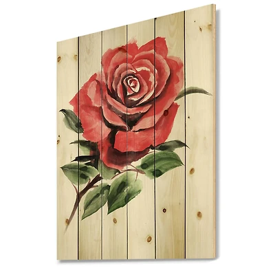 Designart - Vintage Red Rose Flower III