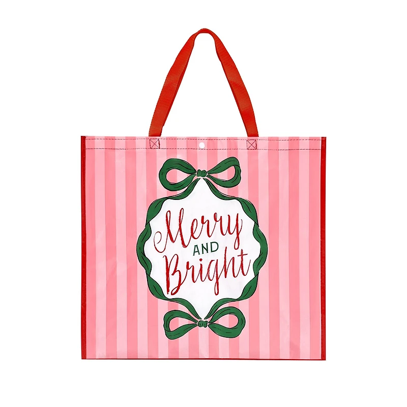 19.75" Pink Merry & Bright Reusable Tote by Celebrate It™