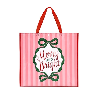 19.75" Pink Merry & Bright Reusable Tote by Celebrate It™