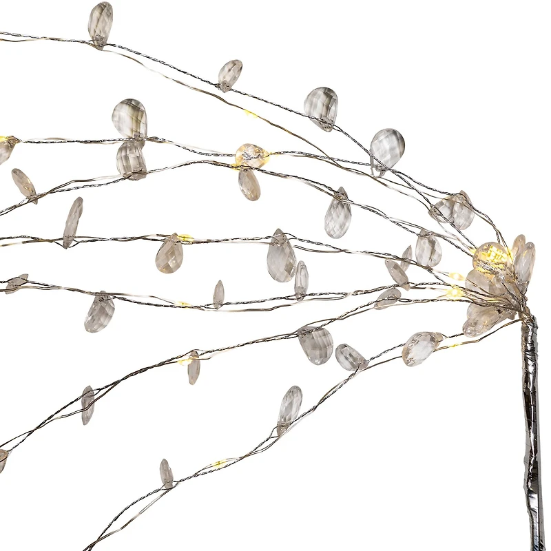 LED Lighted Willow Branch Christmas Spray - 40" - Silver - Warm White