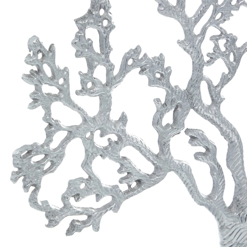 19" Silver Aluminum & Wood Tree-Inspired Contemporary Sculpture