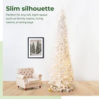 13ft. Pre-Lit Slim White Artificial Christmas Tree, Warm White LED Lights