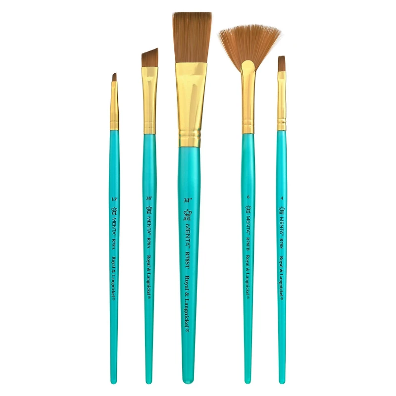 Royal & Langnickel® Menta™ Angular & Fan Synthetic Acrylic 5 Piece Brush Set