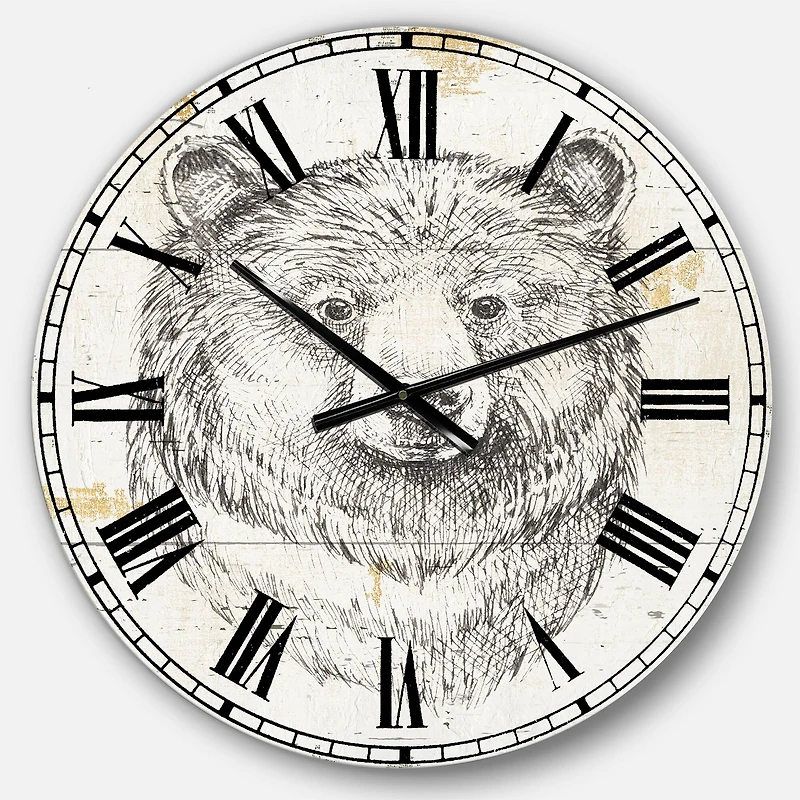 Designart 'Bear Wild And Beautiful Iv Traditional Wall Clock