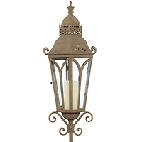 4.5ft. Brown Iron Rustic Candle Holder Lantern