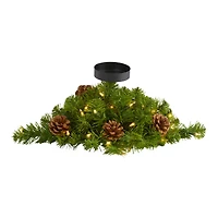 16” Christmas Pine Candelabrum & Pinecones with Lights