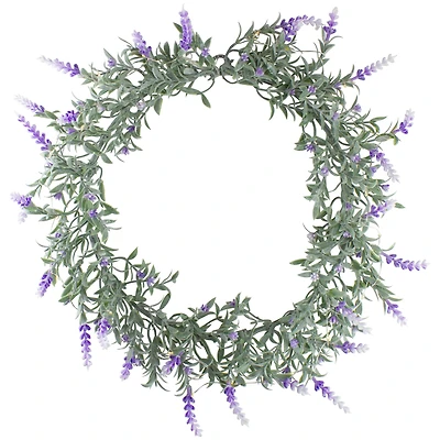 16" White LED Lighted White & Purple Lavender Artificial Spring Wreath