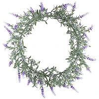 16" White LED Lighted White & Purple Lavender Artificial Spring Wreath