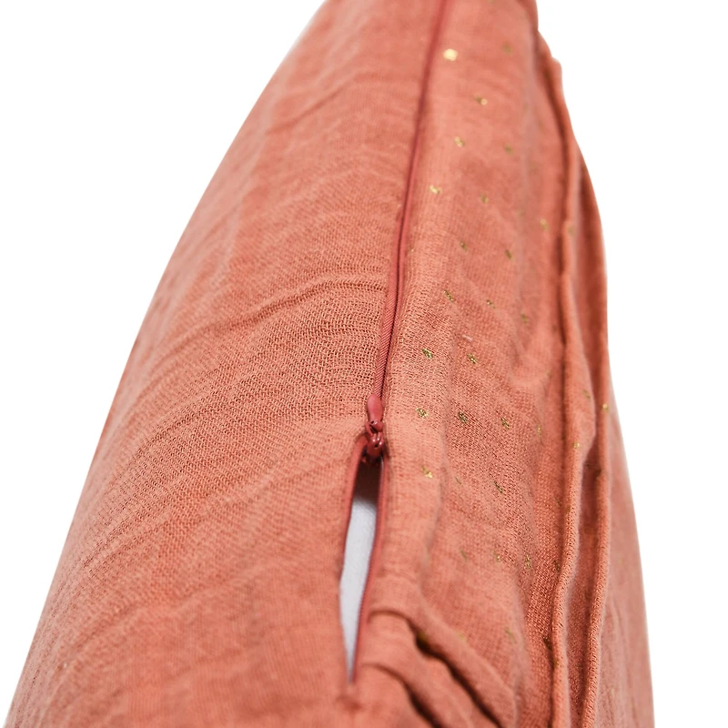 Hello Honey® Rose with Gold Foil Dots Double Cloth Pleated Cotton Pillow