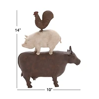 14" Brown Polystone Farmhouse Animals Sculpture