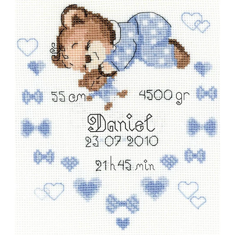 RIOLIS Boys Birth Announcement Counted Cross Stitch Kit