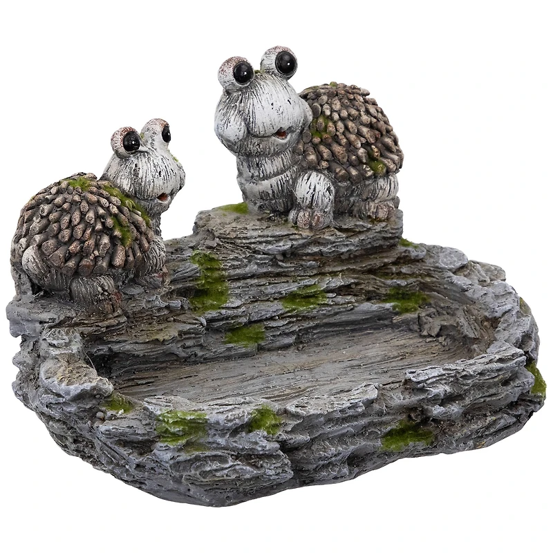 11.75" Turtle Couple Outdoor Garden Bird Bath
