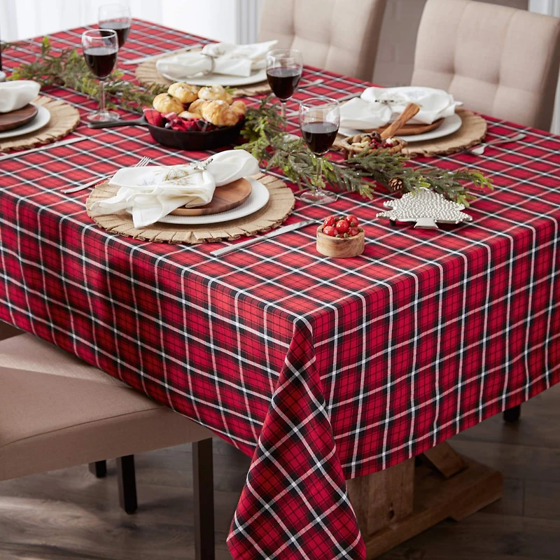 DII® 52" Glad Tidings Plaid Tablecloth