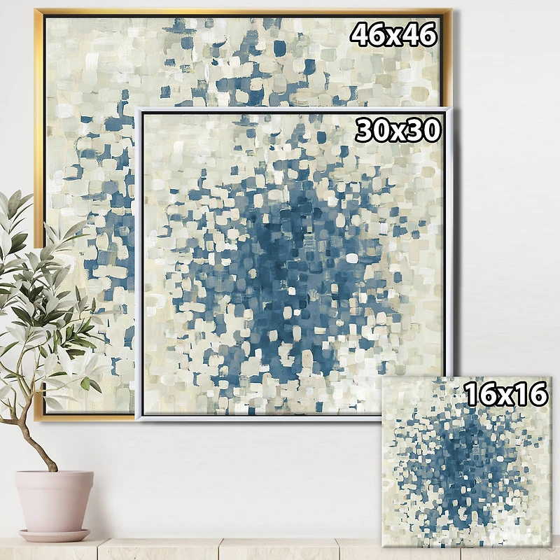 Designart - Geometric Blue Spots - Modern & Contemporary Framed Canvas