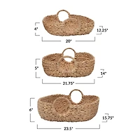 Hello Honey® Natural Water Hyacinth Baskets with Handles Set