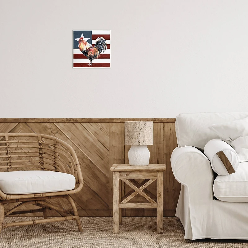 Stupell Industries Americana Rooster Single Star United States Flag Wall Plaque Art