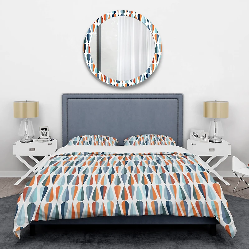 Designart Retro Abstract Drops V Mid-Century Duvet Cover Set