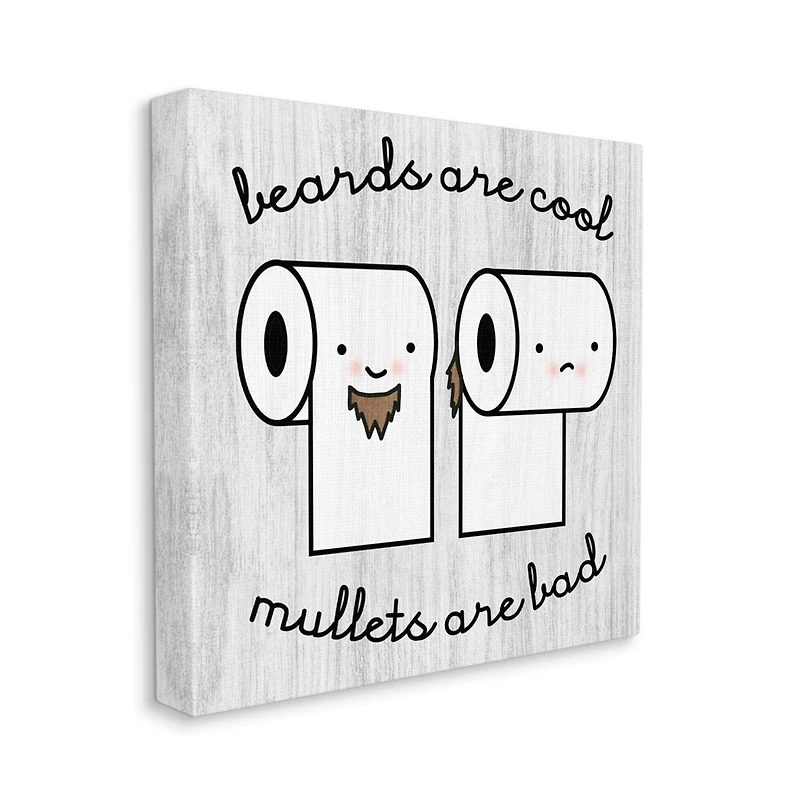 Stupell Industries Beards Vs. Mullets Toilet Paper Bathroom Humor Expression Canvas Wall Art