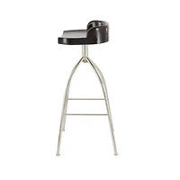 Brown Iron and Wood Contemporary Bar Stool, 33" x 16" x 12"