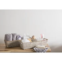 DII® 16" Metallic Silver Trapezoid Seagrass Bins, 2ct.