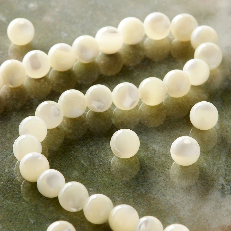 White Mother of Pearl Round Beads by Bead Landing™, 6mm
