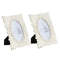 Glitzhome® 2 Pack 4" x 6" White Ornate Resin Tabletop Picture Frames