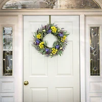 22" Pansy & Lavender Wreath