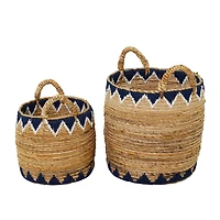 Brown Banana Leaf Bohemian Storage Basket Set