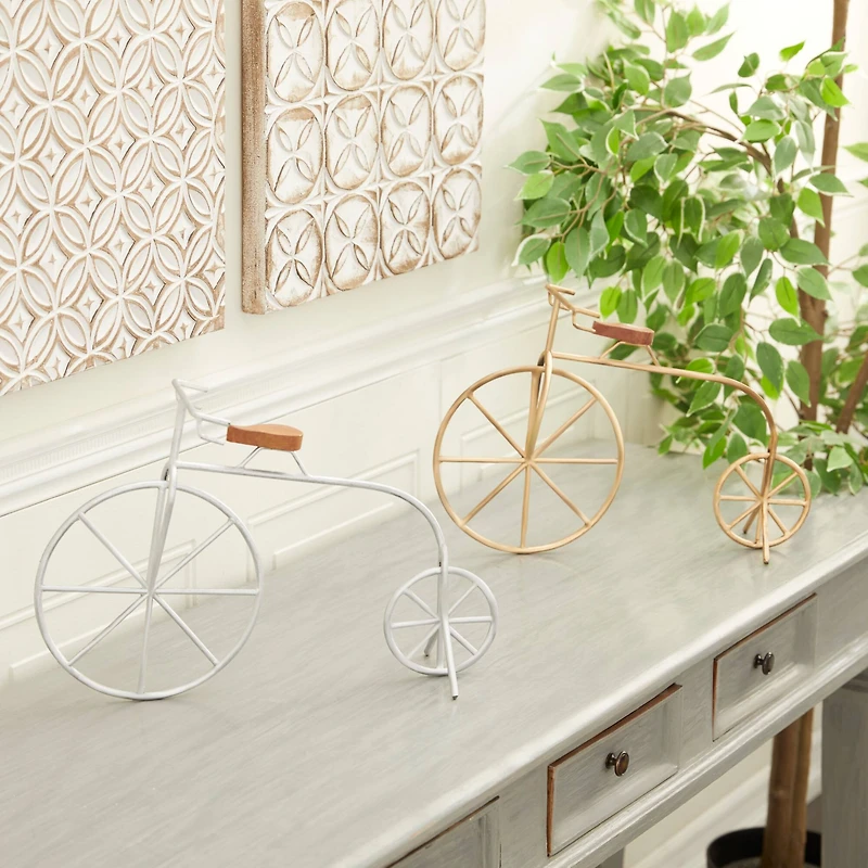 Gold and Silver Metal Contemporary Bicycle Set