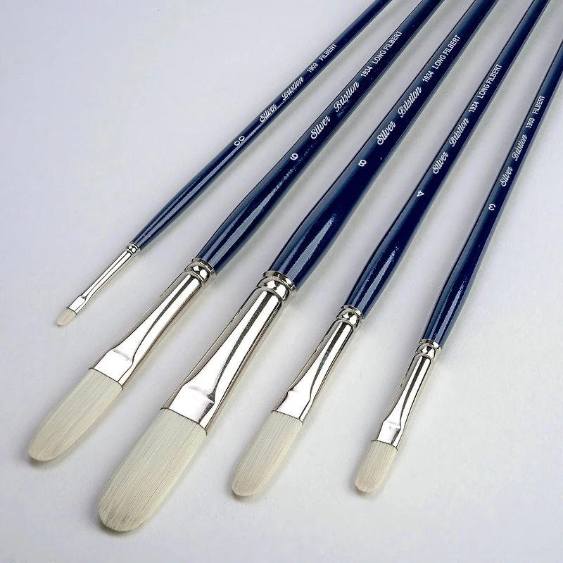Silver Brush Limited Bristlon Long Filbert Brushes, Set of 5