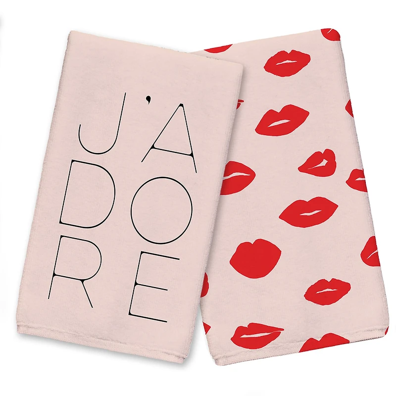 J'adore Lips Tea Towel Set of 2
