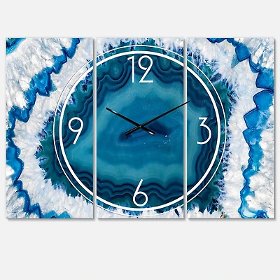 Designart Blue Agate Crystal Multipanel Wall Clock