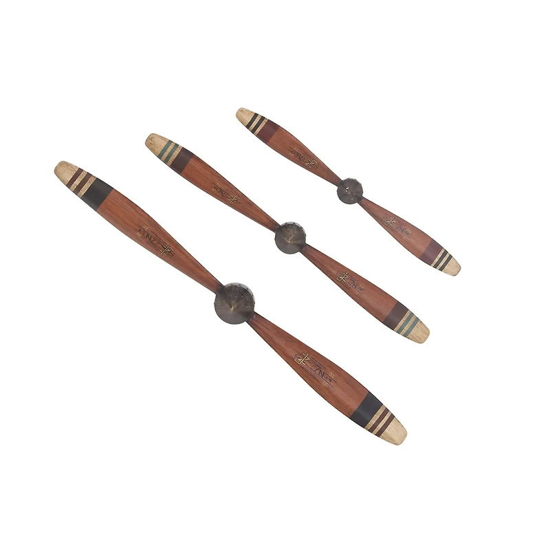 Red Metal Propeller Industrial Wall Décor Set