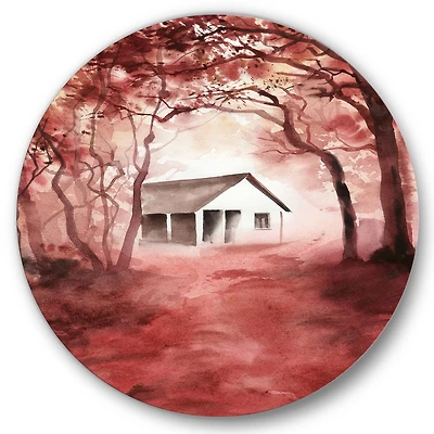 Designart - House In Red Autumn Woods