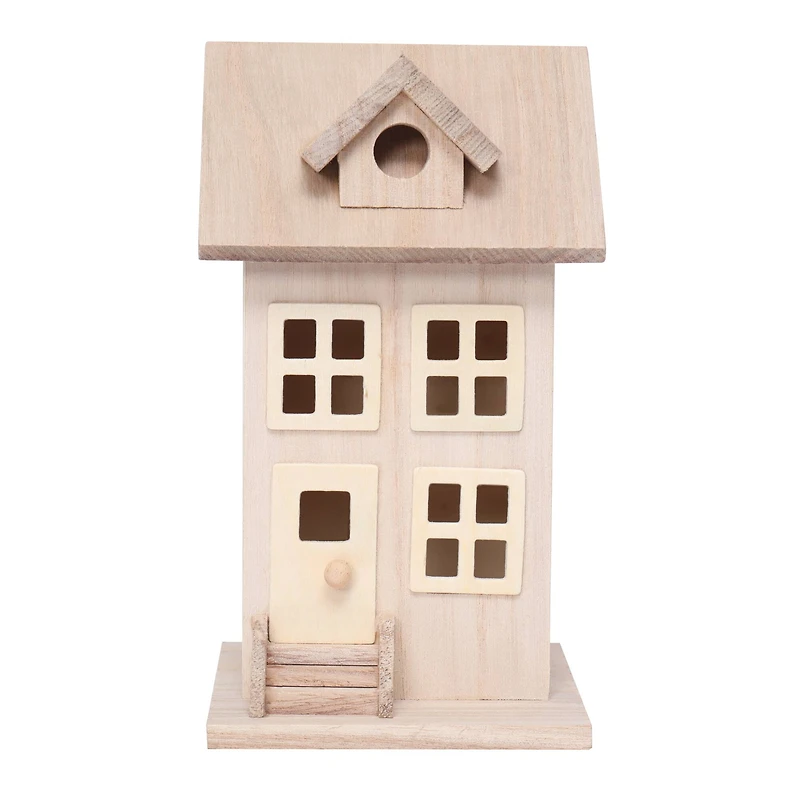8 Pack: 7.5" Unfinished Wood Townhouse Birdhouse by Make Market®
