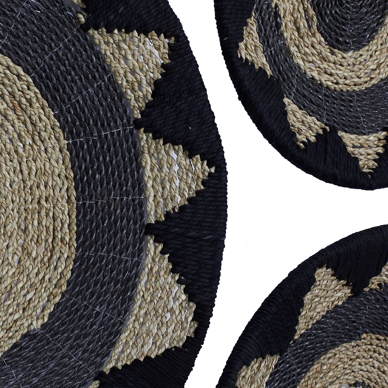 Set of 3 Black Cotton Rustic Wall Decor 24", 20", 16"