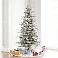 6.5ft. Pre-Lit Slim Flocked Sierra Fir Artificial Christmas Tree, Pure White Dura-Lit® LED Lights